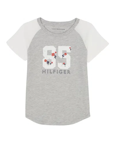 Tommy Hilfiger Big Girls Separates 85 Raglan Short Sleeve T-shirt In Gray