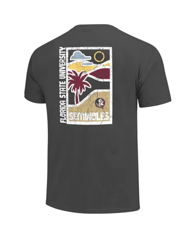 Image One Men's Graphite Florida State Seminoles Comfort Colors Minimal Vista Distressed Graphics T-shirt In Black