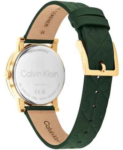 Calvin Klein Women's Green Leather Strap Watch, 32mm