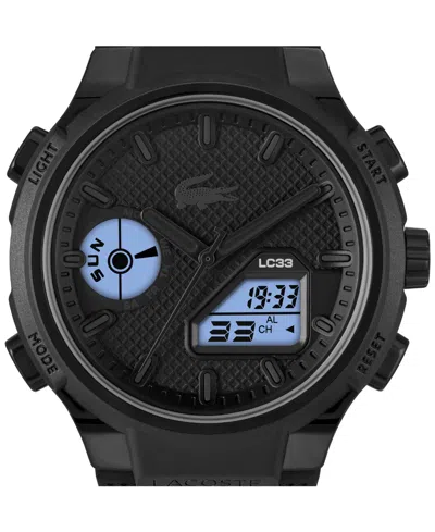 Lacoste Men's Lc33 Black Silicone Strap Watch, 44.8mm