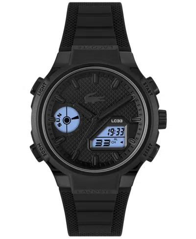 Lacoste Men's Lc33 Black Silicone Strap Watch, 44.8mm