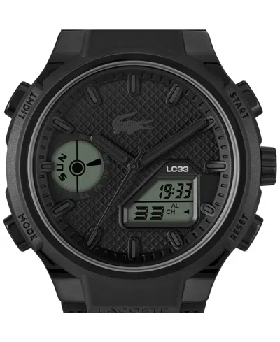 Lacoste Men's Lc33 Black Silicone Strap Watch, 44.8mm