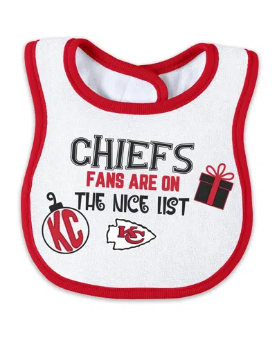 Wear By Erin Andrews Baby Boys And Girls Kansas City Chiefs Allover Print Full-zip Sleeper With Bib Set In White
