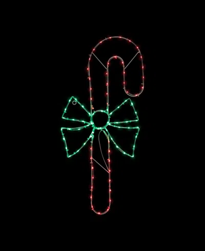 Northlight 28" Led Lighted Candy Cane With Bow Christmas Window Silhouette