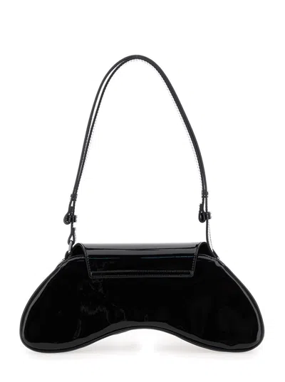 Diesel Play Black Shoulder Bag With Logo Plate In Tech Fabric Woman