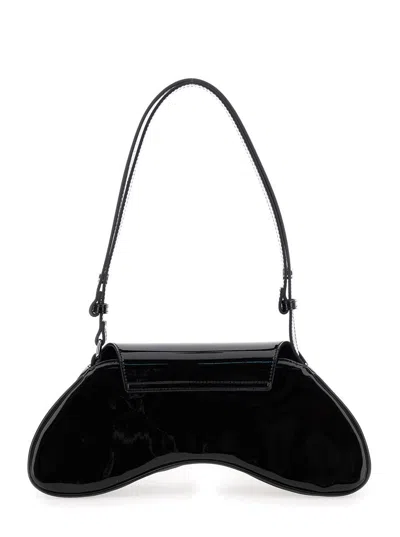 Diesel Play Black Shoulder Bag With Logo Plate In Tech Fabric Woman