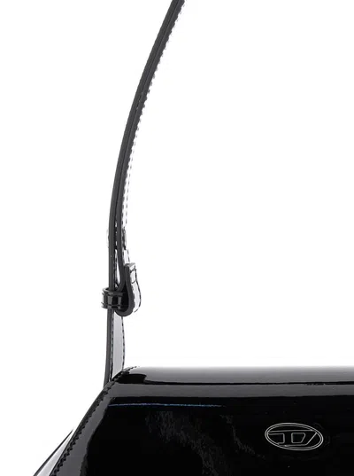 Diesel Play Black Shoulder Bag With Logo Plate In Tech Fabric Woman