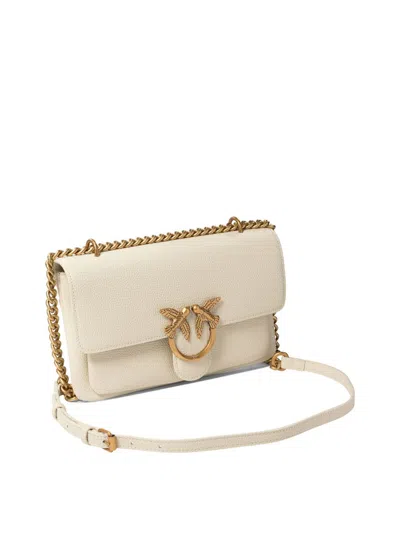 Pinko Textured Leather Crossbody Bag In White