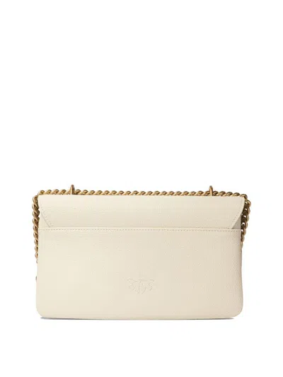 Pinko Textured Leather Crossbody Bag In White