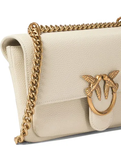 Pinko Textured Leather Crossbody Bag In White
