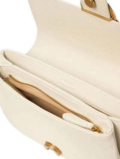 Pinko Textured Leather Crossbody Bag In White