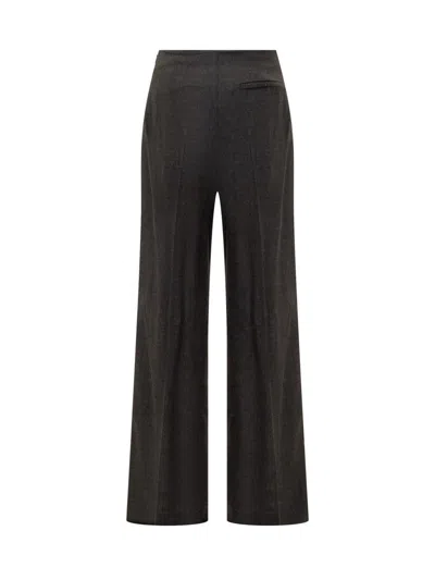 Alberta Ferretti High Waist Wide Leg Trousers With Textured Fabric In Black