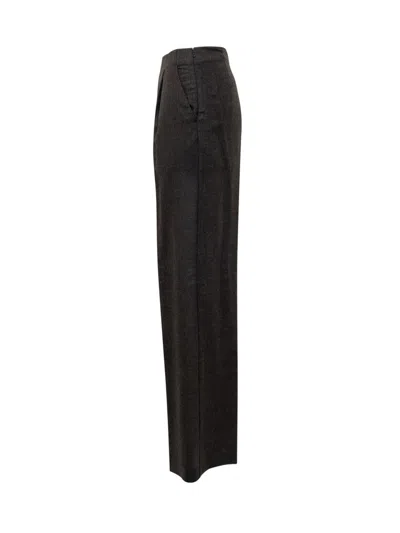 Alberta Ferretti High Waist Wide Leg Trousers With Textured Fabric In Black