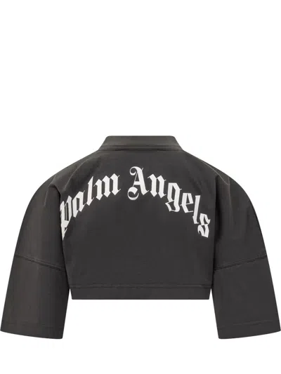 Palm Angels Curved Mini T-shirt In Black