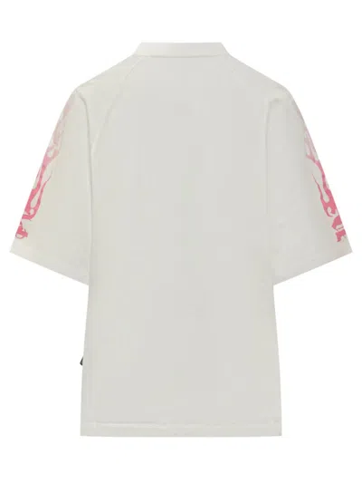Palm Angels Flame-print Loose Tee In White