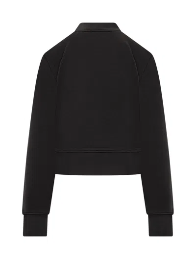 Palm Angels Cropped Black And Fuchsia Graphic Sweatshirt In Black