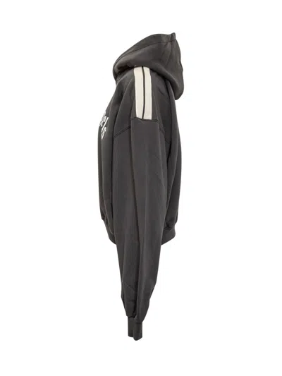 Palm Angels Track Crop Hoody In Gray