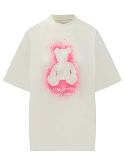 Palm Angels Ivory Cotton T-shirt In White