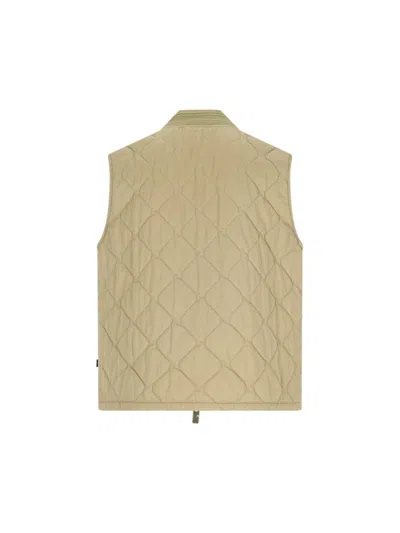 Burberry Quilted Vest Ribbed Collar Sleeveless In Brown