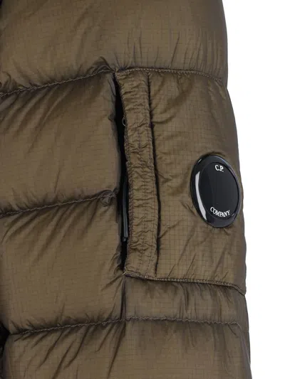 C.p. Company Logo Padded Down Jacket In Brown