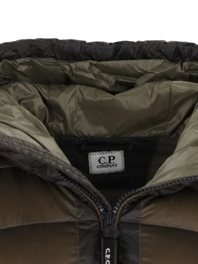 C.p. Company Logo Padded Down Jacket In Brown
