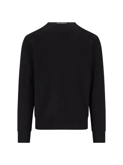 C.p. Company Cp Company Diagonal Raised Fleece Crew Neck Lens Sweatshirt In Black