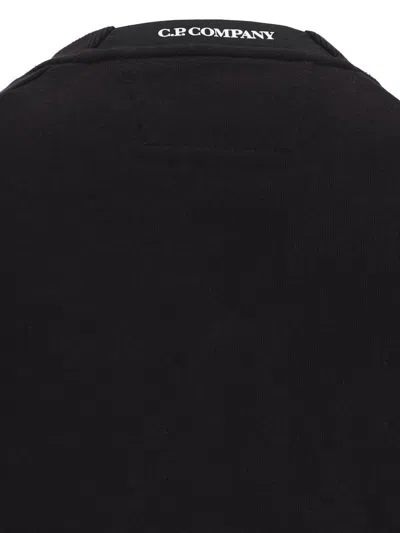C.p. Company Cp Company Diagonal Raised Fleece Crew Neck Lens Sweatshirt In Black
