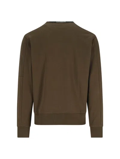 C.p. Company Diagonal Raised Fleece Crew Neck Sweatshirt In Brown