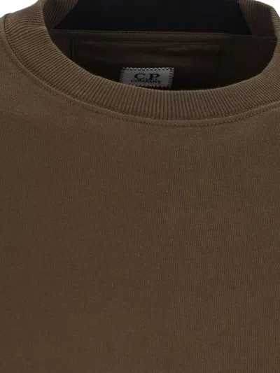 C.p. Company Diagonal Raised Fleece Crew Neck Sweatshirt In Brown