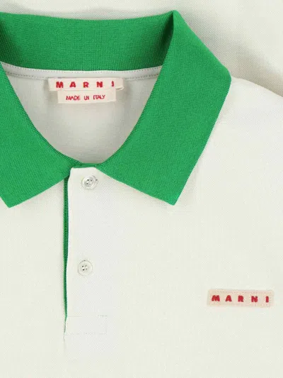 Marni Cotton Blend Polo Shirt With Contrasting Collar In White