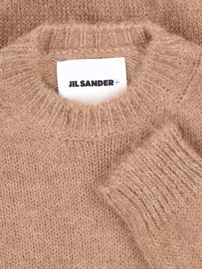 Jil Sander Ribbed Crewneck Sweater With Soft Texture In Brown
