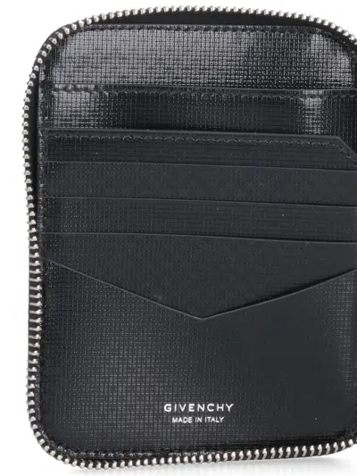 Givenchy Slim Textured Compact Wallets In Black