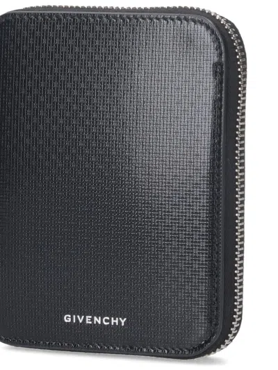 Givenchy Slim Textured Compact Wallets In Black
