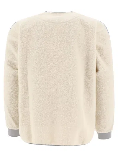 And Wander Textured Fleece Sweater With Contrasting Accents In Neutral
