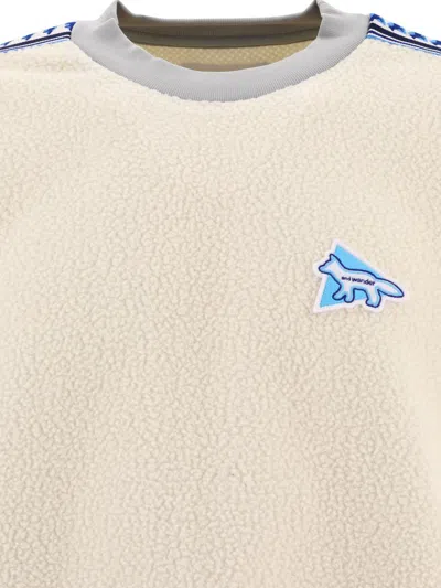 And Wander Textured Fleece Sweater With Contrasting Accents In Neutral