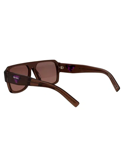Prada Transparent Brown Acetate Sunglasses In Brown