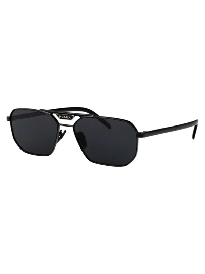 Prada Rectangular Men's Sunglasses, Pr 58ys In Black