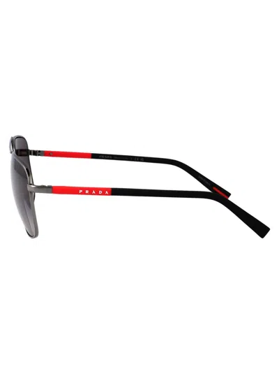 Prada Linea Rossa Gunmetal Steel Sunglasses In Gray