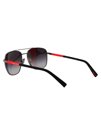 Prada Linea Rossa Gunmetal Steel Sunglasses In Gray