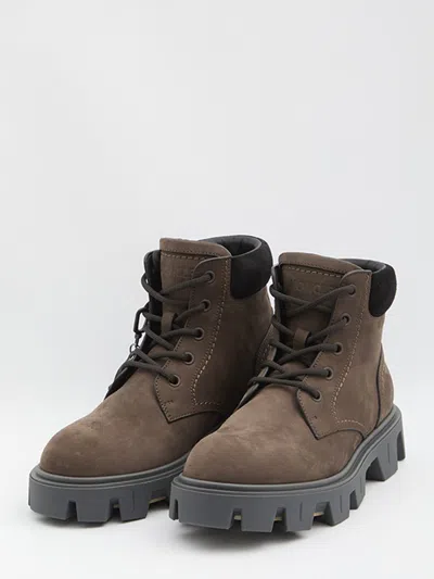 Moncler Peak City Lace-up Hiking Boots In Brown