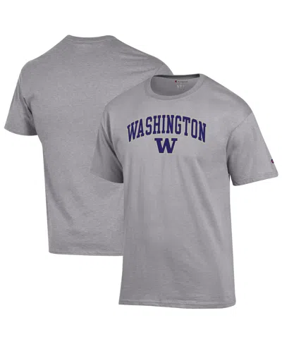 Champion Men's Heather Gray Michigan Wolverines Basic Arch T-shirt In White
