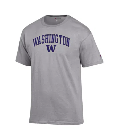Champion Men's Heather Gray Michigan Wolverines Basic Arch T-shirt In White