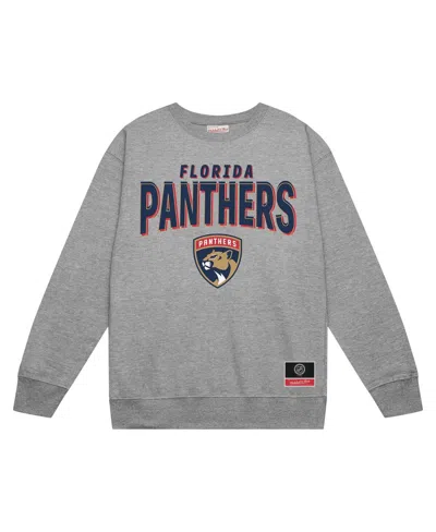 Mitchell & Ness Heather Gray Florida Panthers 2025 Stanley Cup Champions Pullover Sweatshirt In Gray