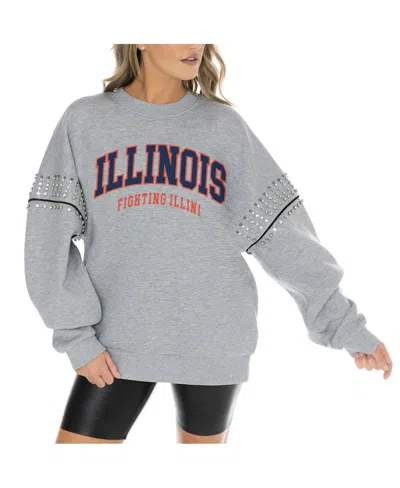 Gameday Couture Women's Heather Gray Illinois Fighting Illini Competitive Edge Oversized Fleece Pullover Sweatshirt