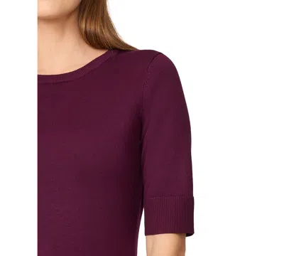 Melissa Paige Petite Crew-neck Elbow-sleeve Fine-gauge Sweater In Purple
