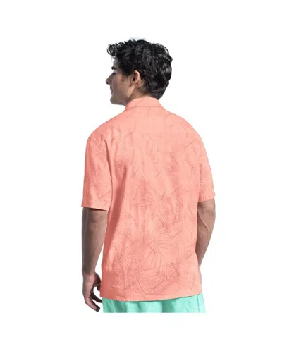 Margaritaville Coral New York Mets Linen Party Button-up Shirt In Orange