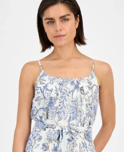 Robbie Bee Women's Printed Scoop-neck Chiffon Dress In Gray