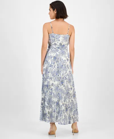 Robbie Bee Women's Printed Scoop-neck Chiffon Dress In Gray