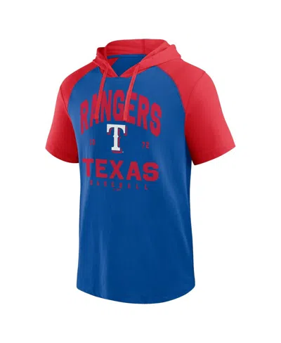 Logo Athletic Men's Royal Texas Rangers Prime Raglan Short Sleeve Hoodie T-shirt