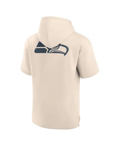 Fanatics Men'sâ Cream Seattle Seahawks Elements Future Ground Lettering Short Sleeve Pullover Hoodie In Neutral